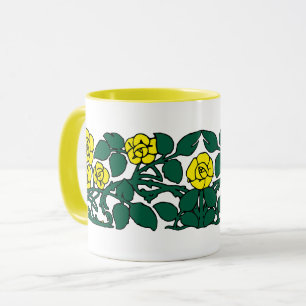 Caneca Arbusto de Rosas em Estilo Art Nouveau Cores Perso
