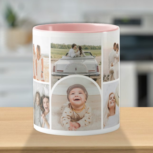 Caneca Arca de Colagem de 10 Fotos Personalizada, Na moda (Criador carregado)