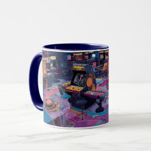 Caneca Arcade Retro Futurista no Espaço Exterior