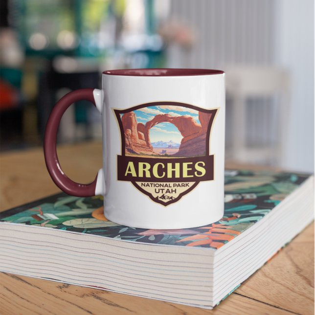 Caneca Arches National Park Illustration Retro (Criador carregado)