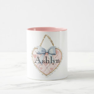Caneca Arco Azul de Coração Cor-de-Rosa Chic