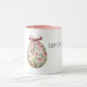 Caneca Arco de Ovo de Páscoa com Flores Cor-de-Rosa