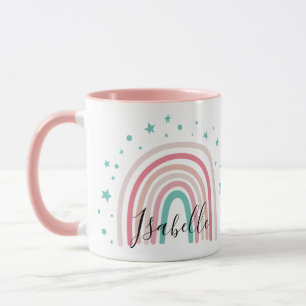 Caneca Arco-íris aqua, rosa-cinza, personalizado moderno