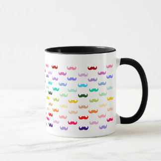 Caneca Arco-Íris Colorido com bigode a preto