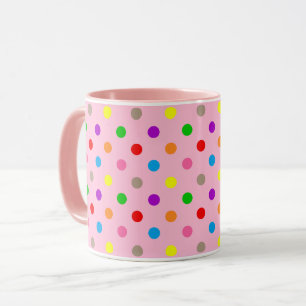 Caneca Arco-íris Colorido de Bolinhas Rosa