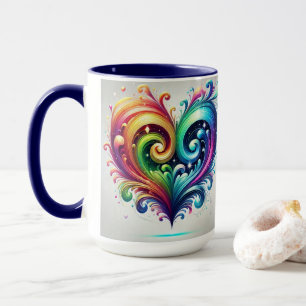 Caneca Arco-Íris Coração Invertendo Cores Brilhantes