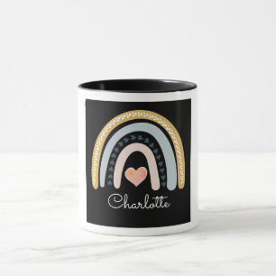 Caneca Arco-Íris de Aquarela Personalizado Boho