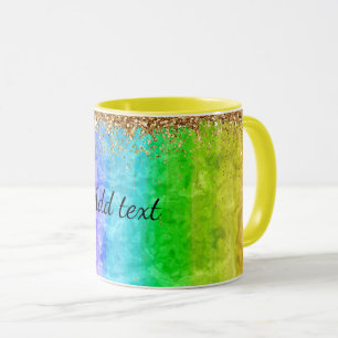 Caneca Arco-íris de cores Modelo, personalizável
