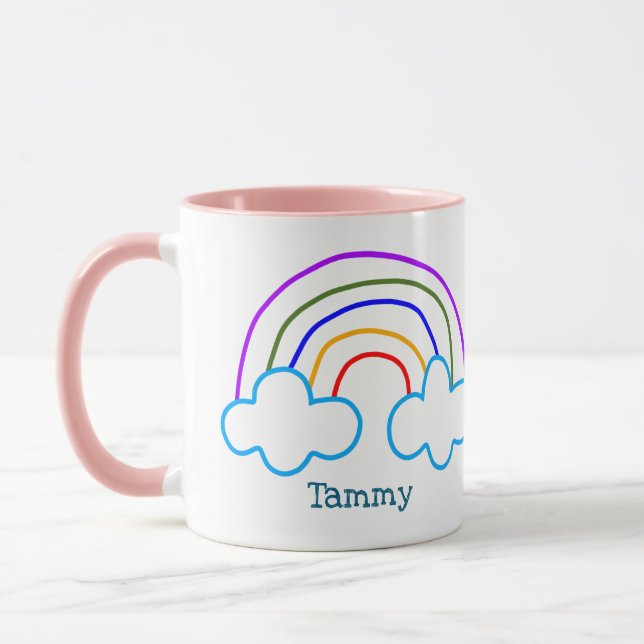 Caneca Arco-íris de desenho personalizado (Esquerda)