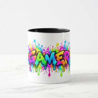 Caneca Arco-Íris de Jogos Graffiti Colorida para J