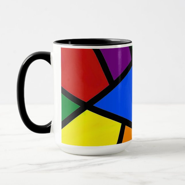 Caneca Arco-Íris Geométrico (Esquerda)