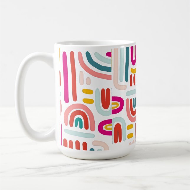 Caneca Arco-Íris Rosa – Xícara de Café Pastel Fofo (Esquerda)