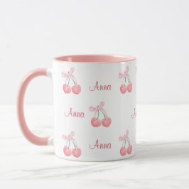 Caneca Arco rosa e nome personalizado de cereja