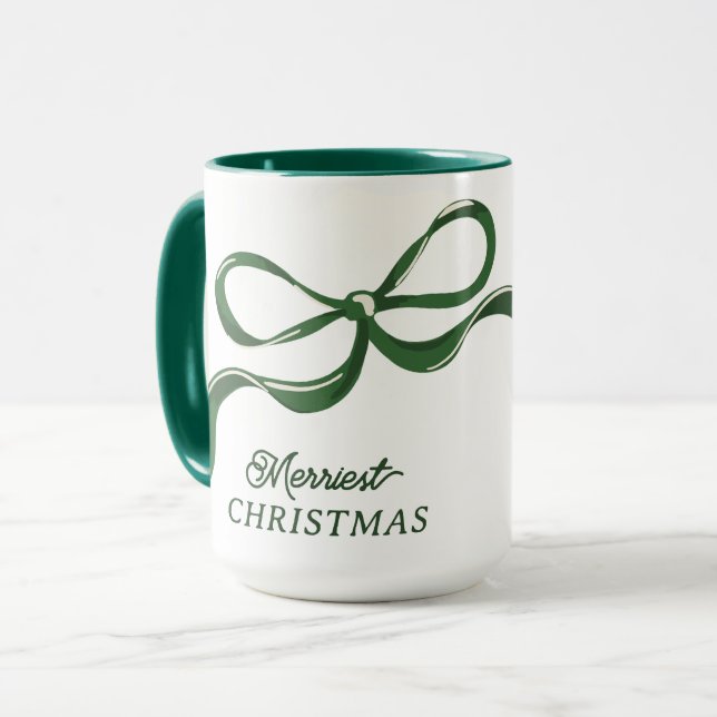 Caneca Arcos de Natal modernos | Verde de Natal Clássico (Frente Esquerda)