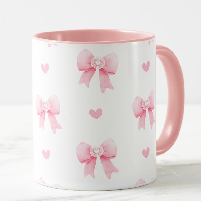 Caneca Arcos e corações cor-de-rosa (Criador carregado)