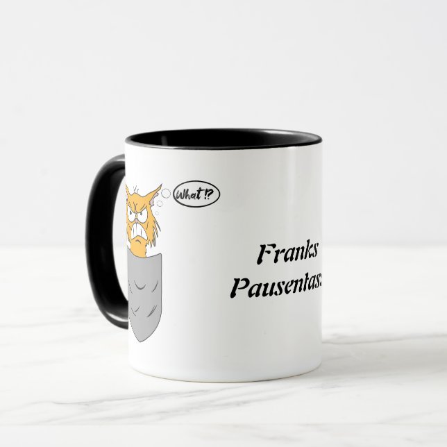 Caneca ärgerliche Katze in Brusttasche personalisierbar (Frente Esquerda)