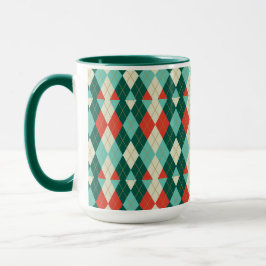 Caneca Argyle de Natal - Mug de Estilo Retroativo