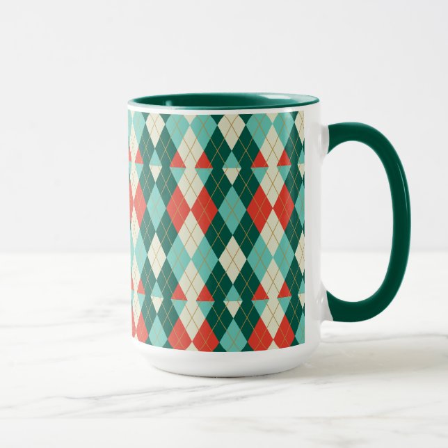 Caneca Argyle de Natal - Mug de Estilo Retroativo (Direita)