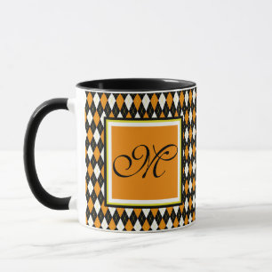 Caneca argyle outono escuro monograma