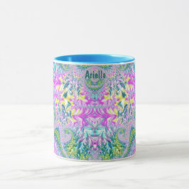 Caneca ARIELLA ~FLORAL multicolorido ~ Zany 3D Fractal ~