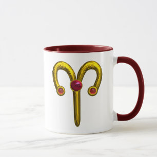CANECA ARIES DOURADO ZODIAC BIRTHDAY JEWEL COM RAM