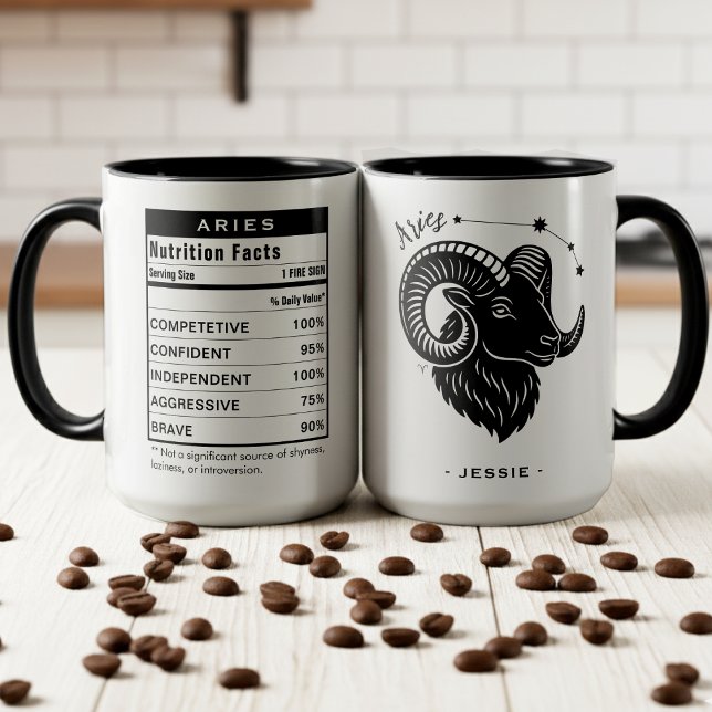 Caneca Aries Zodiac Sign Astrology Nutrition Facts (Aries Zodiac Sign Astrology Nutrition Facts Mug)