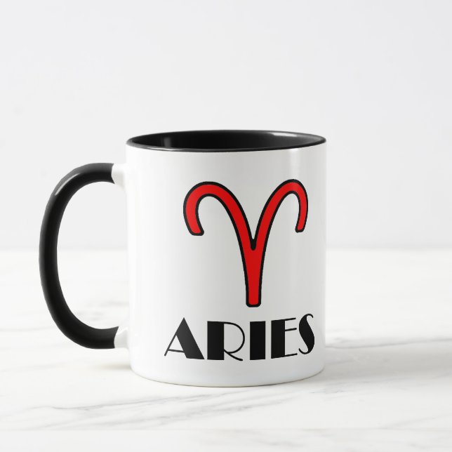 Caneca Aries Zodiac Símbolo 11 oz. com Designer Mug em Ve (Esquerda)