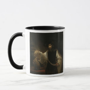 Caneca Aristotle (384-322 BC) com um busto do local