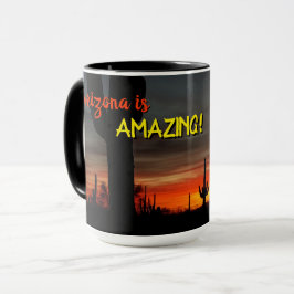 Caneca "Arizona é incrível!" Sonoran Desert Cactus Sunset