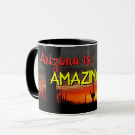 Caneca "Arizona é incrível!" Sonoran Desert Cactus Sunset