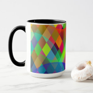 Caneca Arlequim-arco-íris com fumaça colorida
