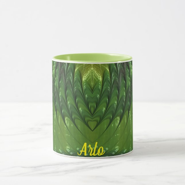 Caneca ARLO ~ Zany 3D Fractal ~ Verde (Centro)