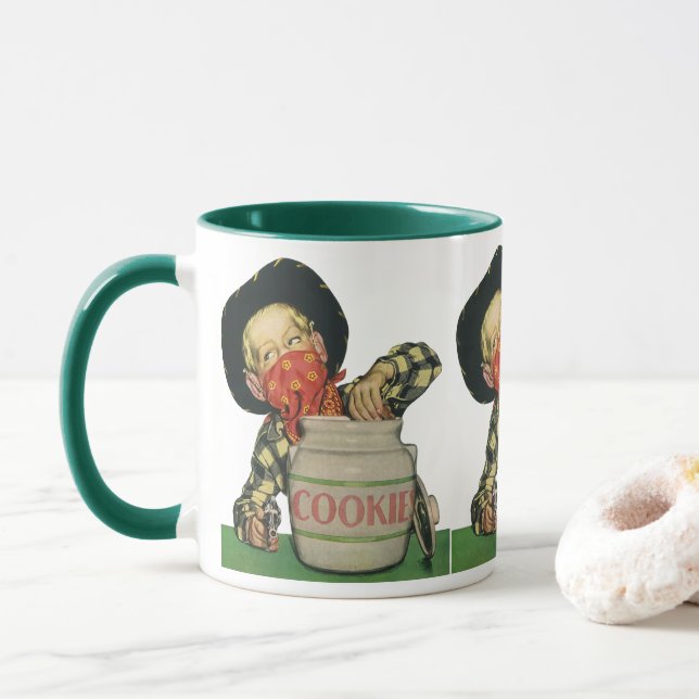 Caneca Arma de Brinquedo de Vaqueiro Antigo Mão na Jarra  (Com Donut)