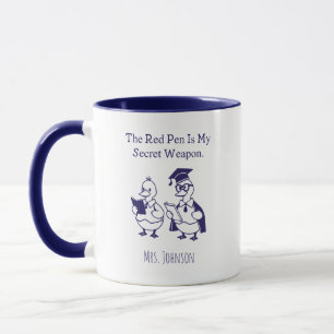 Caneca Arma Secreta Caneta Vermelha Design Divertido Prof