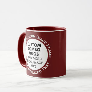 Caneca Armação Redonda 2 x Foto + Texto Combo Personaliza