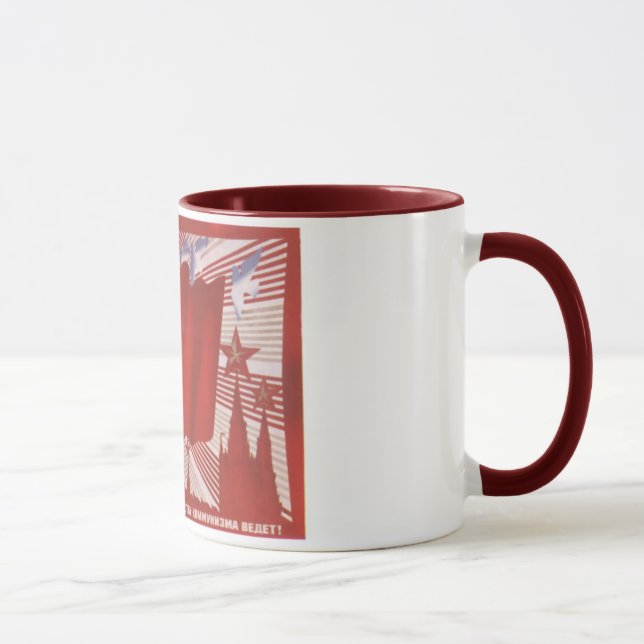 Caneca Armas nucleares de URSS EUA da propaganda do russo (Direita)