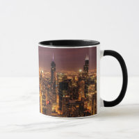 Arquitectura da cidade da noite de Chicago