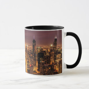 Caneca Arquitectura da cidade da noite de Chicago