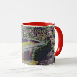 Caneca Arquitetura do Estádio Wrexham em Arte de Aquarela