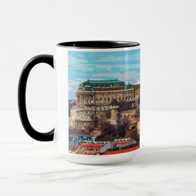 Caneca Arquitetura Histórica do Castelo de Budapeste, Hun (Esquerda)