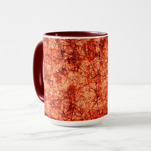 Caneca Arranhões num fundo coral ligeiramente visto (Frente Esquerda)