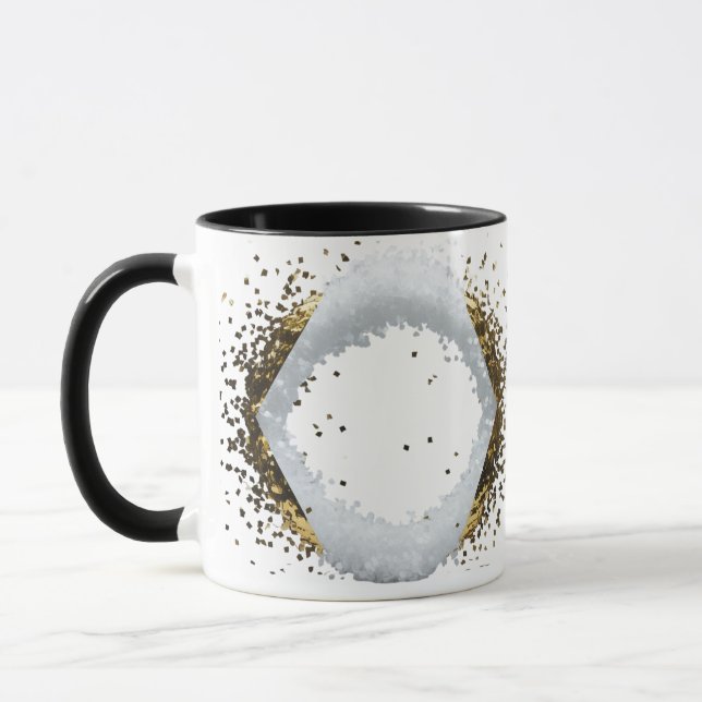 Caneca Arranjo de Confetes Branco com Moldura de Diamante (Esquerda)