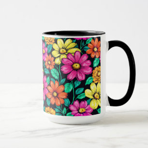 Caneca Arranjo de Flores Coloridas