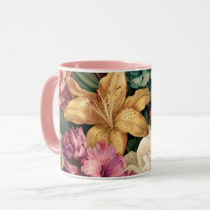 Caneca Arranjo Floral Vintage Vibrante