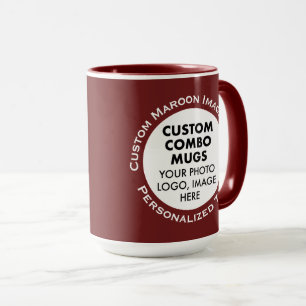 Caneca Arredondado Quadro 2 Foto Texto Grande Marrom Comb