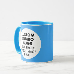 Caneca Arredondado Quadro 2 x Foto Logo Azul Claro Combo