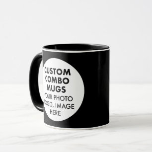 Caneca Arredondado Quadro 2 x Logotipo de Foto Preto Comb