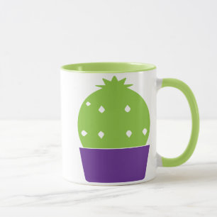 Caneca Arredondar Cactus na Ilustração do Pote Roxo
