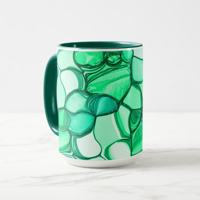 Caneca Arredondar como pedras em tons de verde claro para (Frente Esquerda)