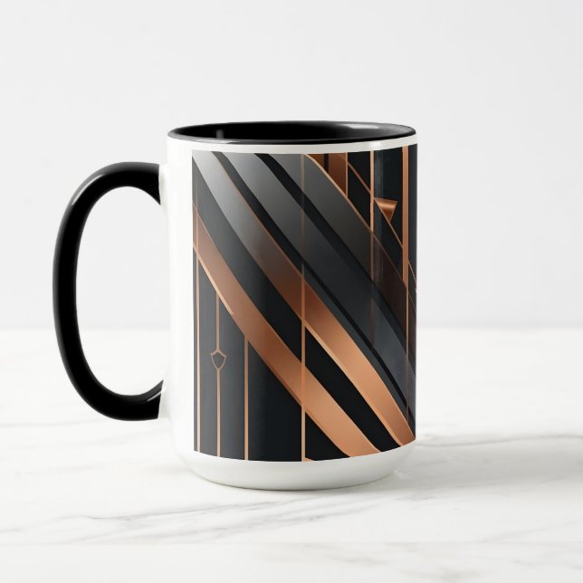 Caneca Art Deco Copper & Silver Geometric Design (Esquerda)